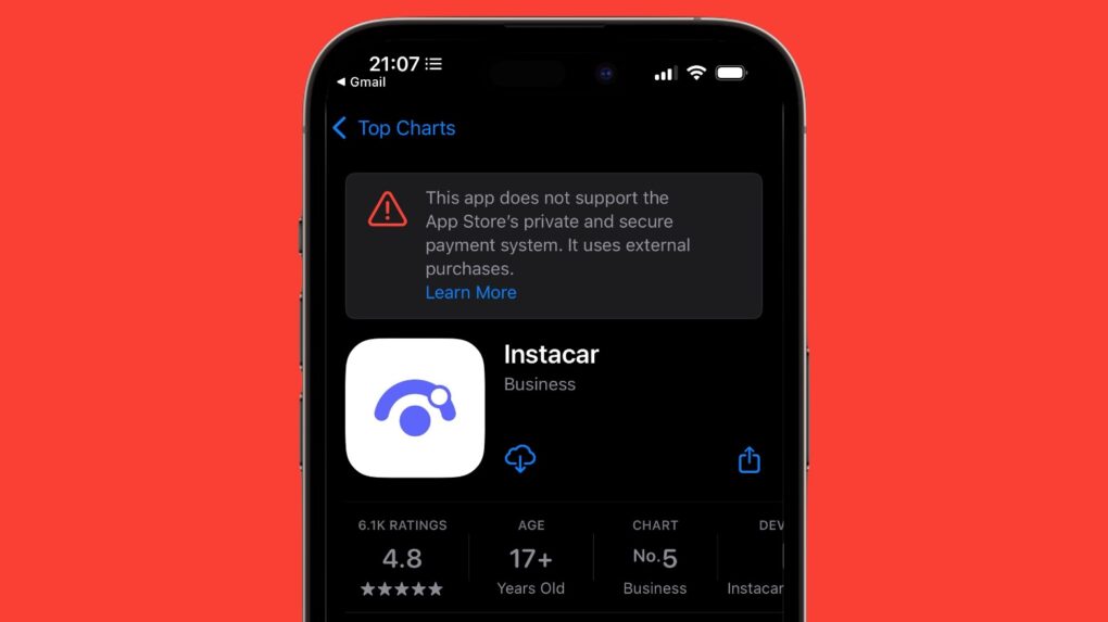 App Store scare screen