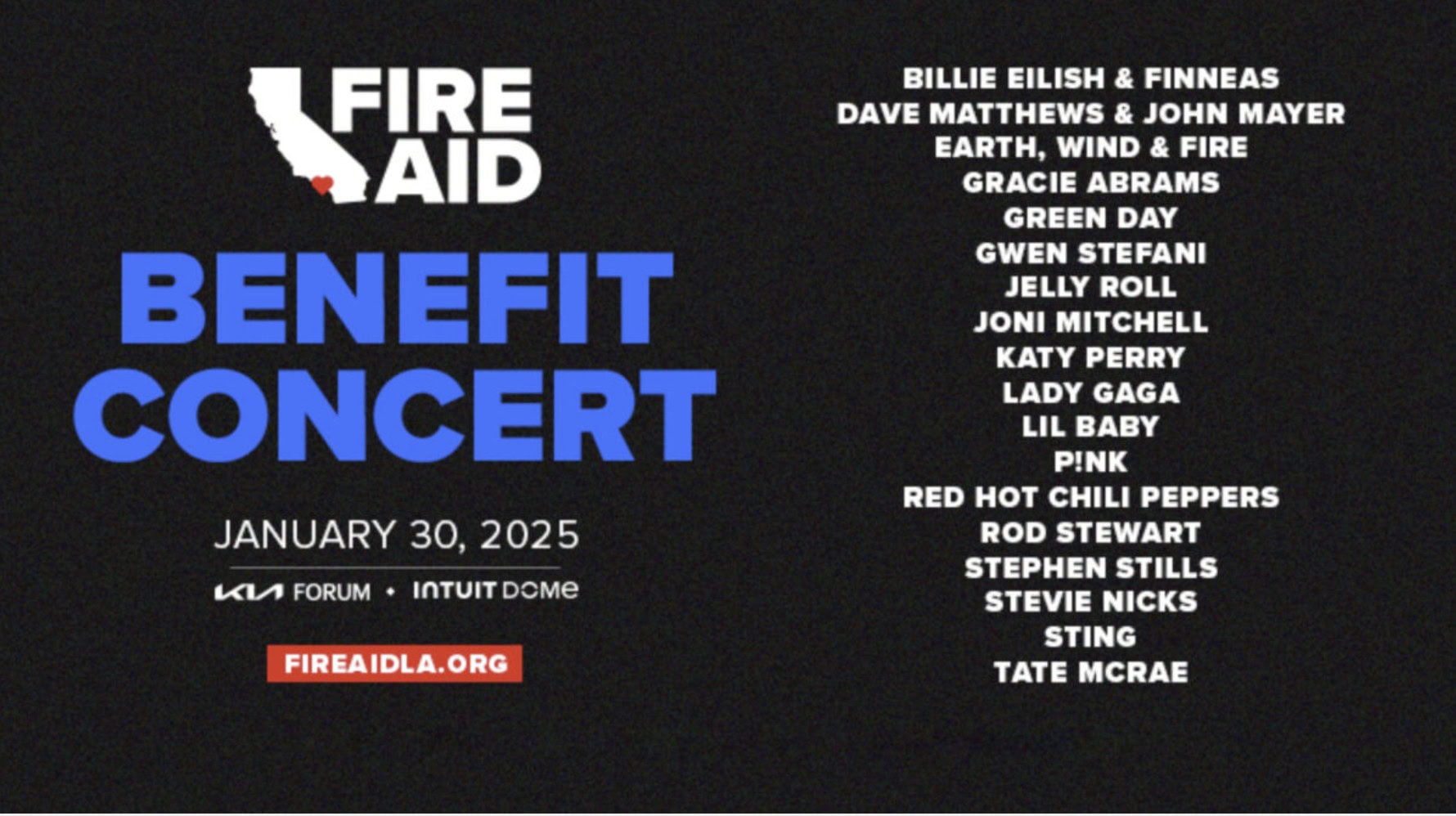 Apple will stream FireAid Benefit Concert