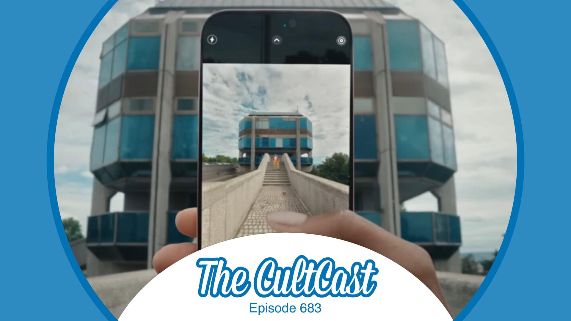 Image of iPhone with Camera app on it, along with The CultCast logo (episode 683)