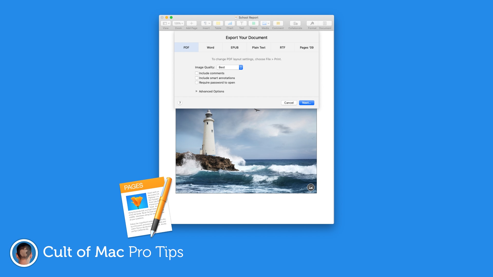 Save Pages documents as a PDF