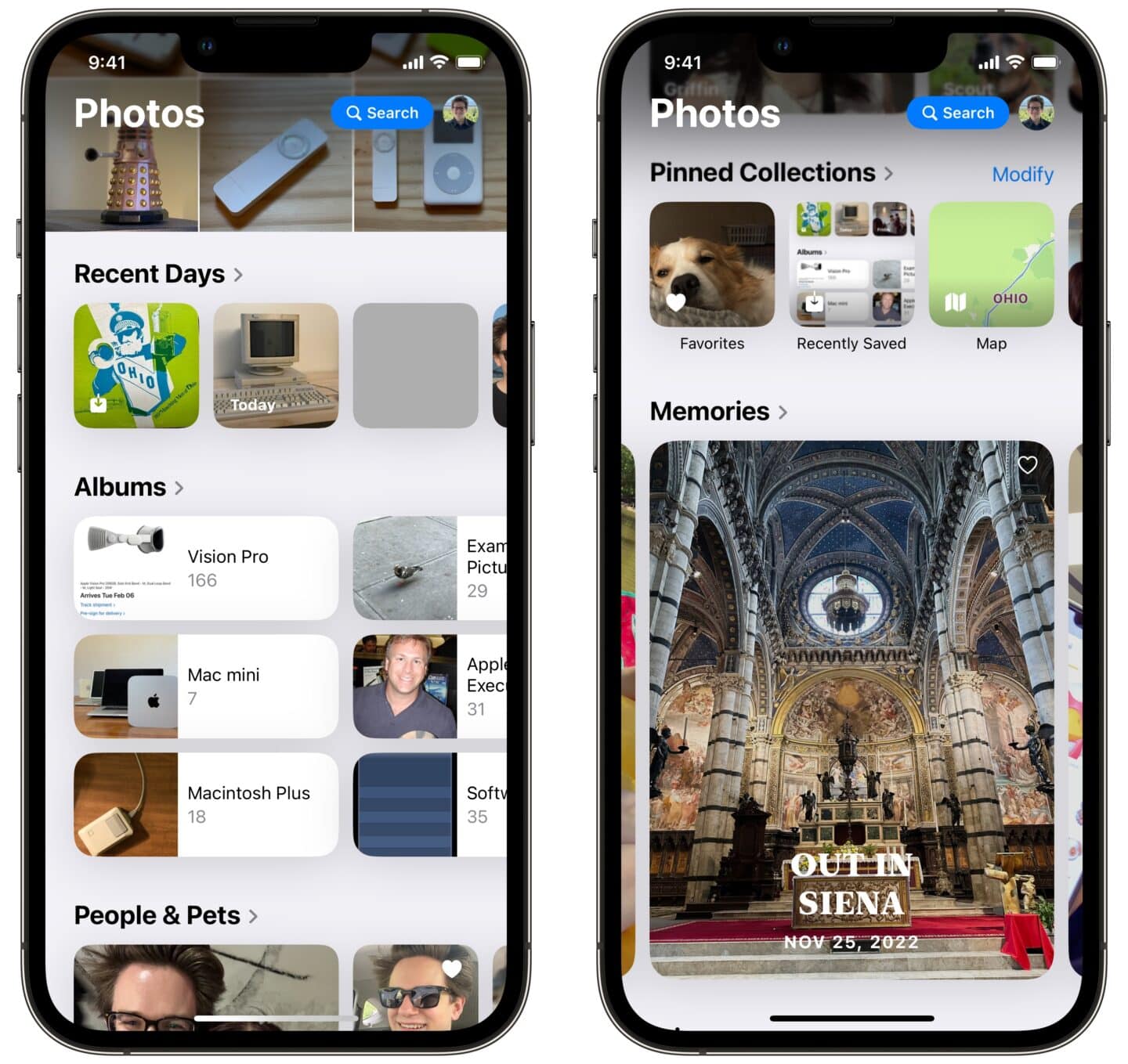 Photos Collections The scrollable list of collections in the new Photos app in iOS 18
